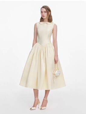 NWOT Self-Portrait Yellow Sleeveless Fit-and-Flare Dress, US 0/2/4/6/8/10/12/14